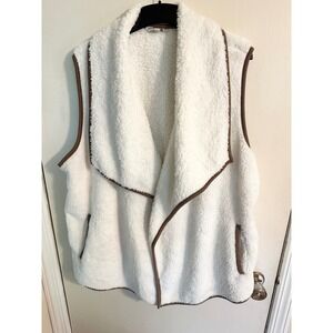 Heritage‎ Charm XXL Cream Sherpa Vest Sleeveless Open Front Cozy Winter Fall